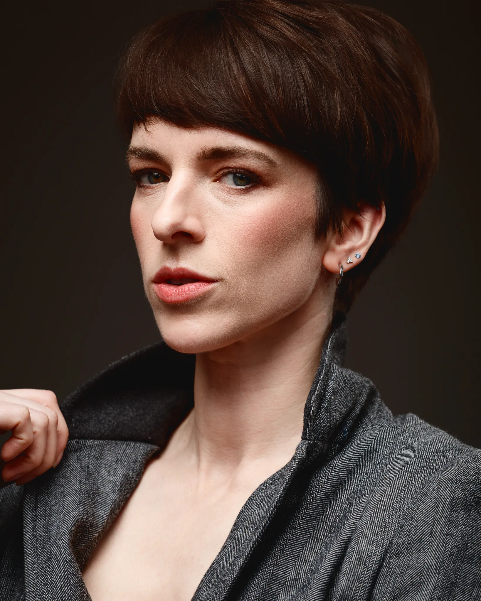 Studio portrait lit with a single soft light, Rendlesham studio, Suffolk