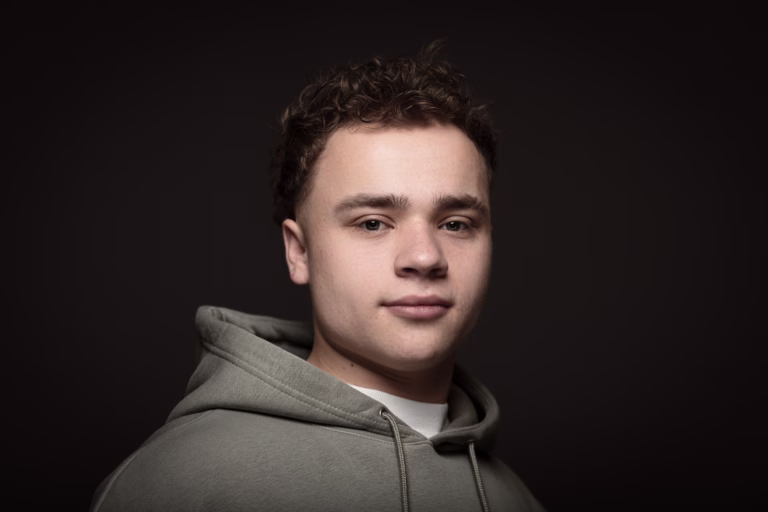 Model portfolio portrait of Korbyn, photographed in Suffolk by Foyers Photography