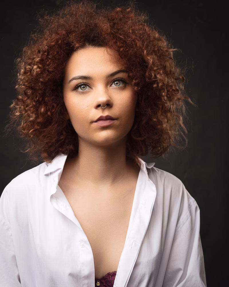 Model portfolio portrait of Maddie, photographed in Suffolk by Foyers Photography