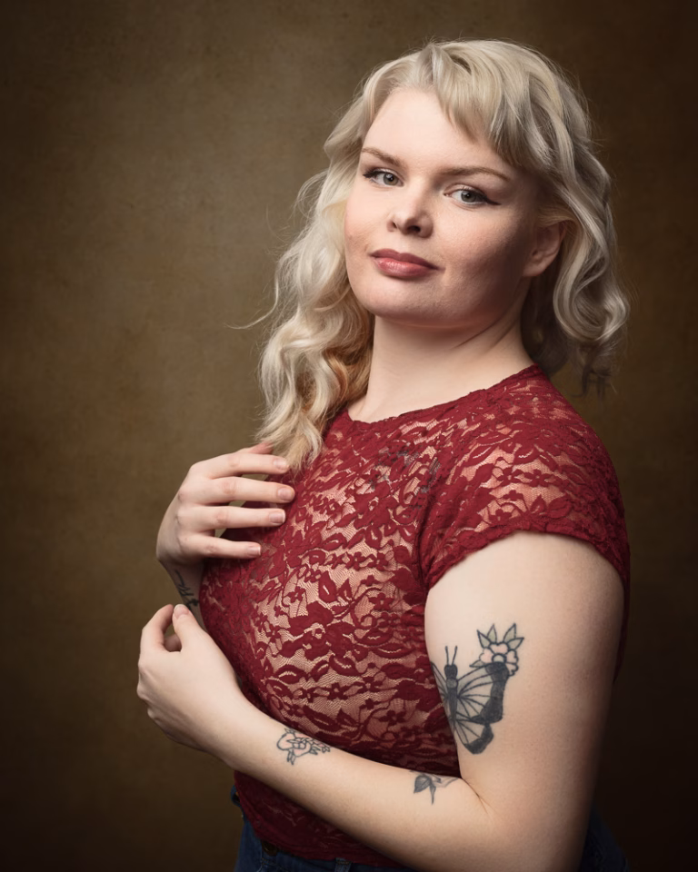 Model portfolio session in the studio at Rendlesham, Suffolk