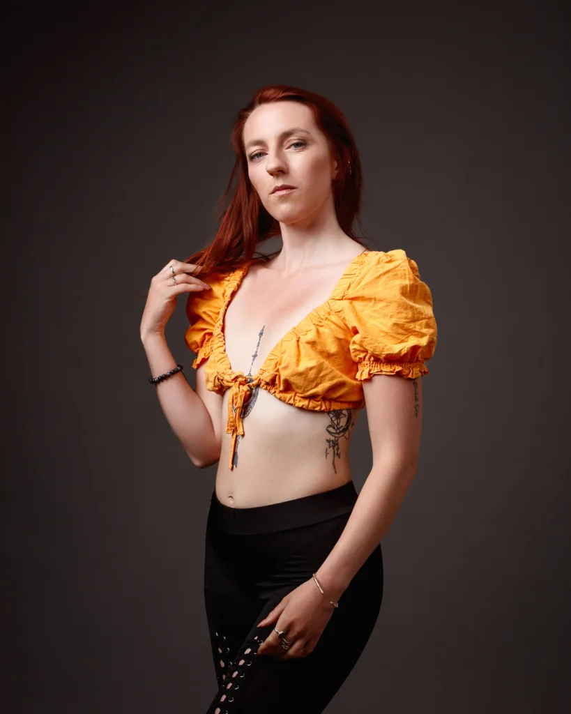 Model portrait shot in the Rendlesham studio in Suffolk