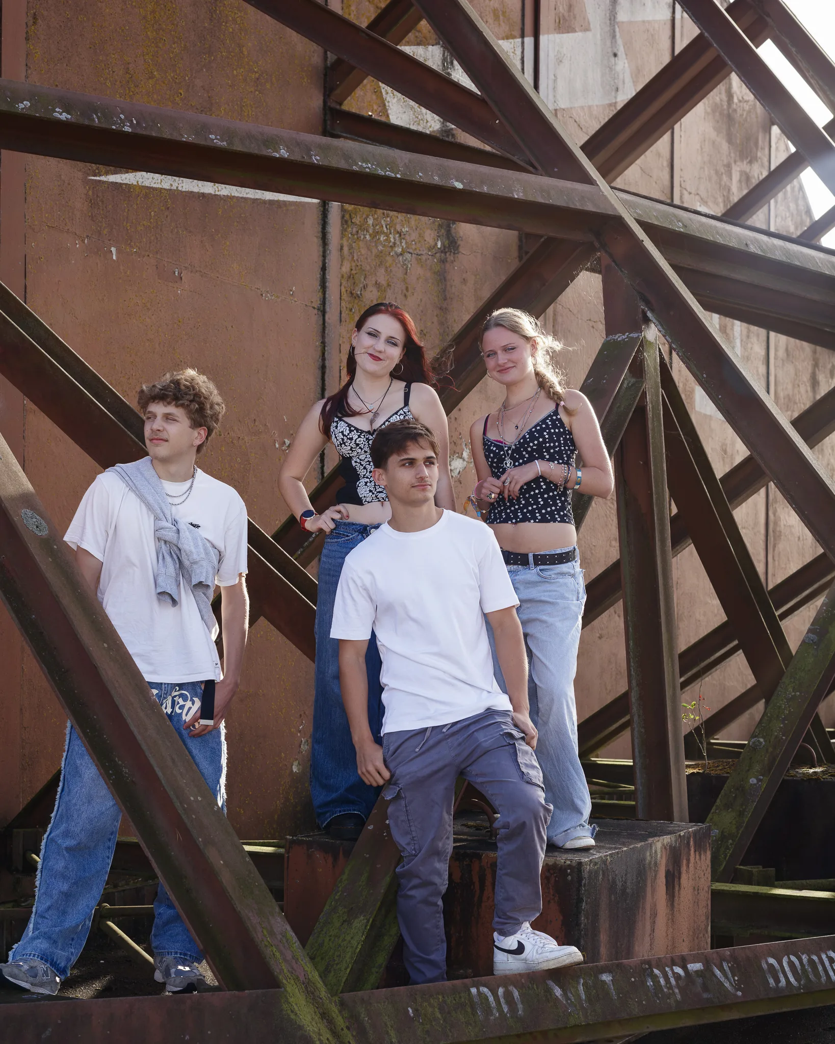 Hard light on concrete during a band shoot at Bentwaters, Rendlesham, Suffolk